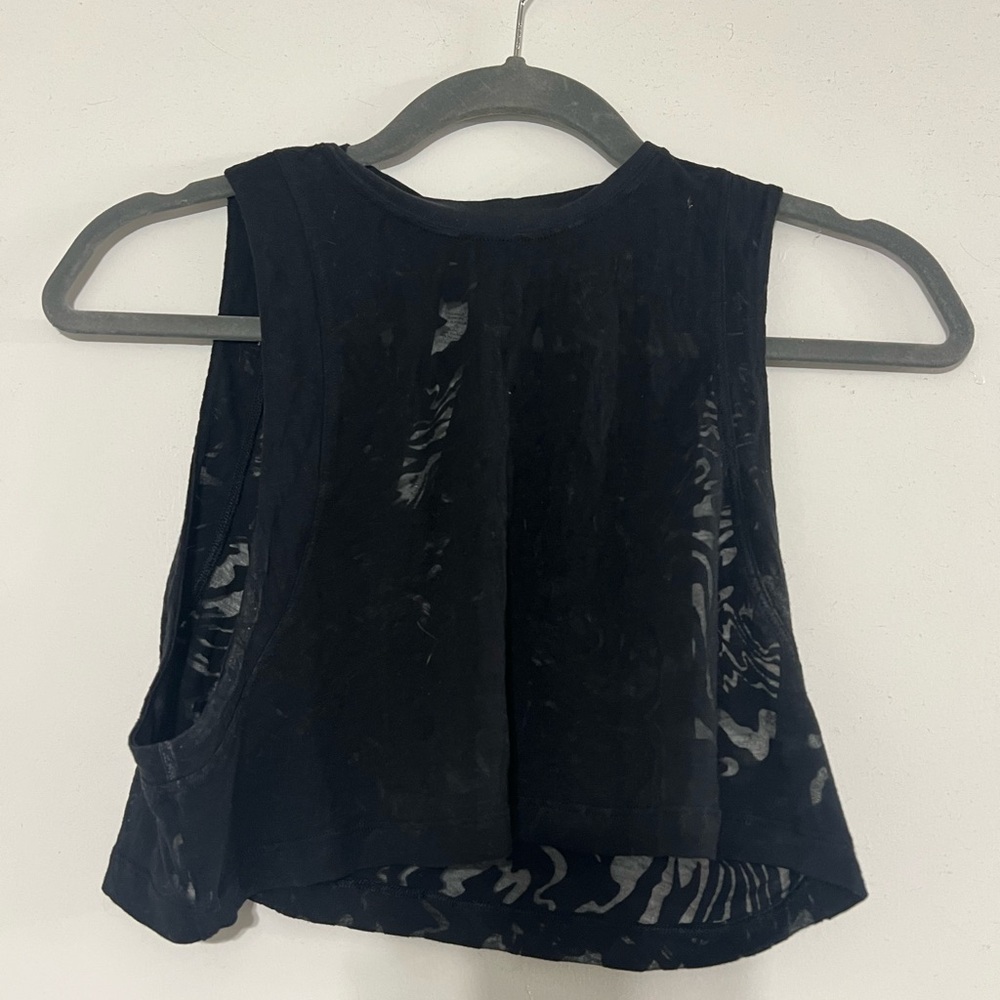Black Lululemon mesh crop top. See through. Size 2, never worn